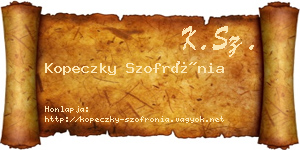 Kopeczky Szofrónia névjegykártya